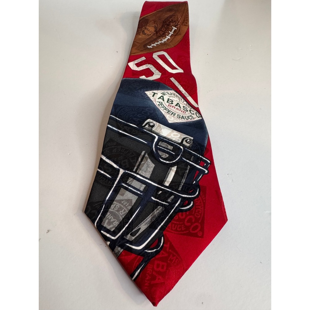 Vintage‎ Tabasco Football Silk Necktie Hot Sauce Novelty Tie